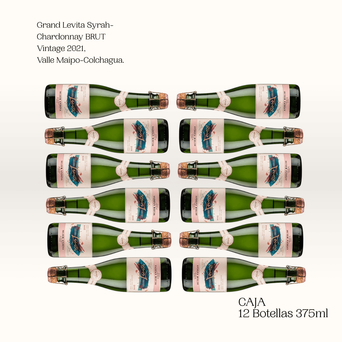 Grand Levita Brut Rosé Syrah–Chardonnay · Vintage 2021 · Rosé d’Assemblage · 375 cc x12 Botellas